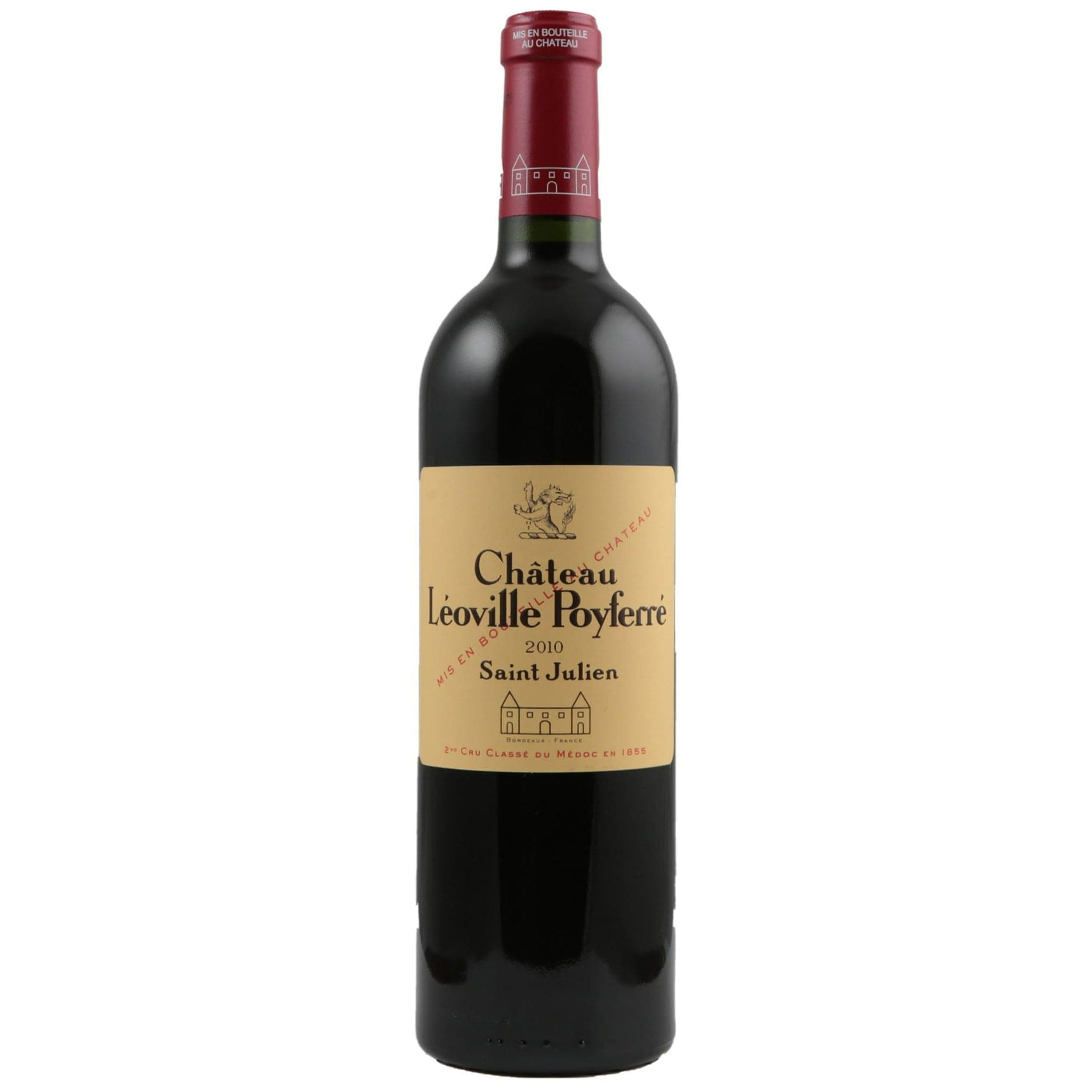 Single bottle of Red wine Ch. Leoville Poyferre, 2nd Growth Grand Cru Classe, Saint Julien, 2010 56% Cabernet Sauvignon, 34% Merlot, 7% Petit Verdot & 3% Cabernet Franc