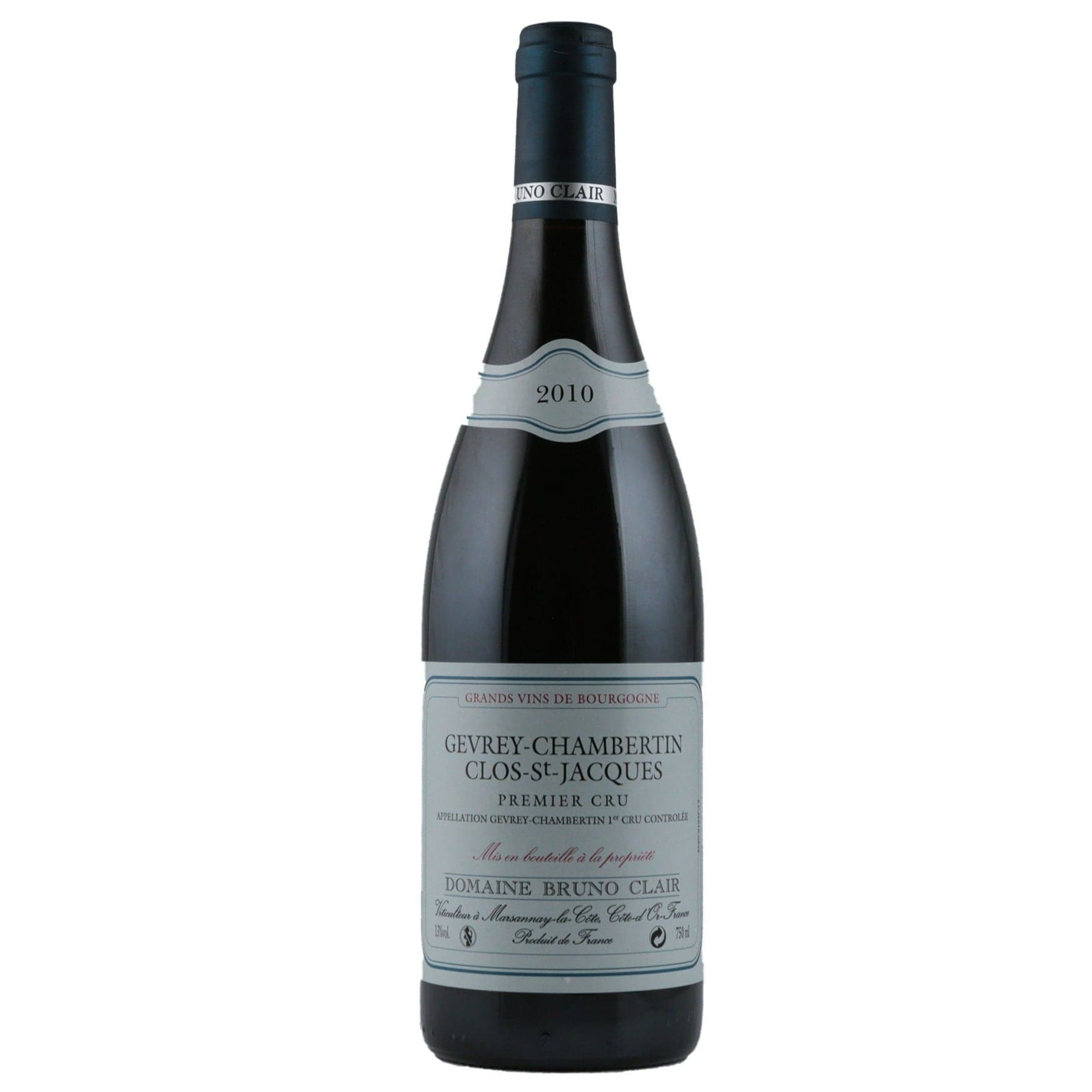 Single bottle of Red wine Dom. Bruno Clair, Gevrey Clos-Saint-Jacques, Premier Cru, 2010 100% Pinot Noir