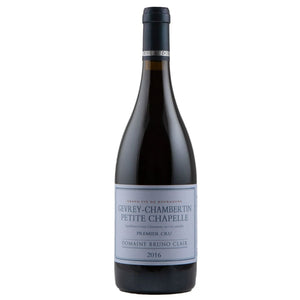 Single bottle of Red wine Dom. Bruno Clair, Gevrey Petite Chapelle Premier Cru, Gevrey-Chambertin, 2016 100% Pinot Noir