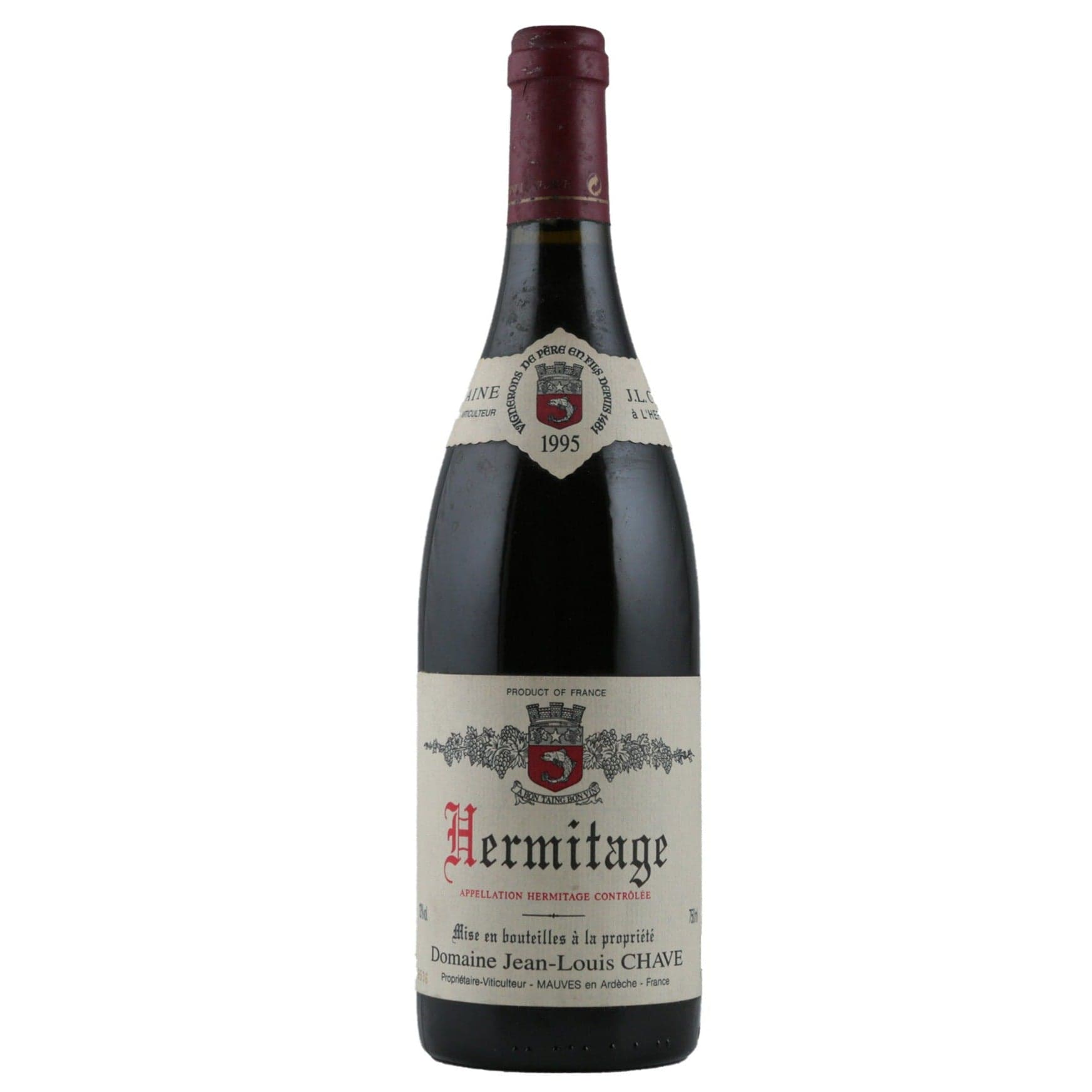 Single bottle of Red wine Dom. Jean-Louis Chave, Hermitage, 1995 100% Syrah