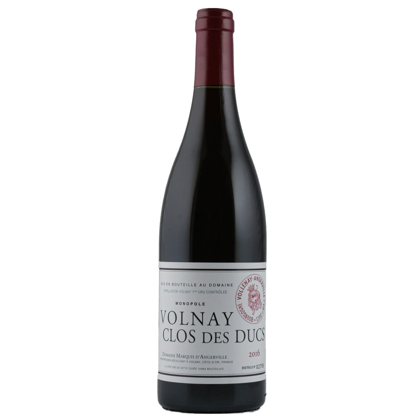 Single bottle of Red wine Dom. Marquis d'Angerville, Clos des Ducs Premier Cru, Volnay, 2016 100% Pinot Noir