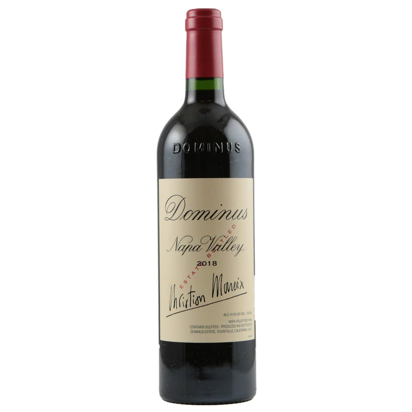 Single bottle of Red wine Dominus Estate, Christian Moueix, Napa Valley, 2018 89% Cabernet Sauvignon, 6% Petit Verdot & 5% Cabernet Franc
