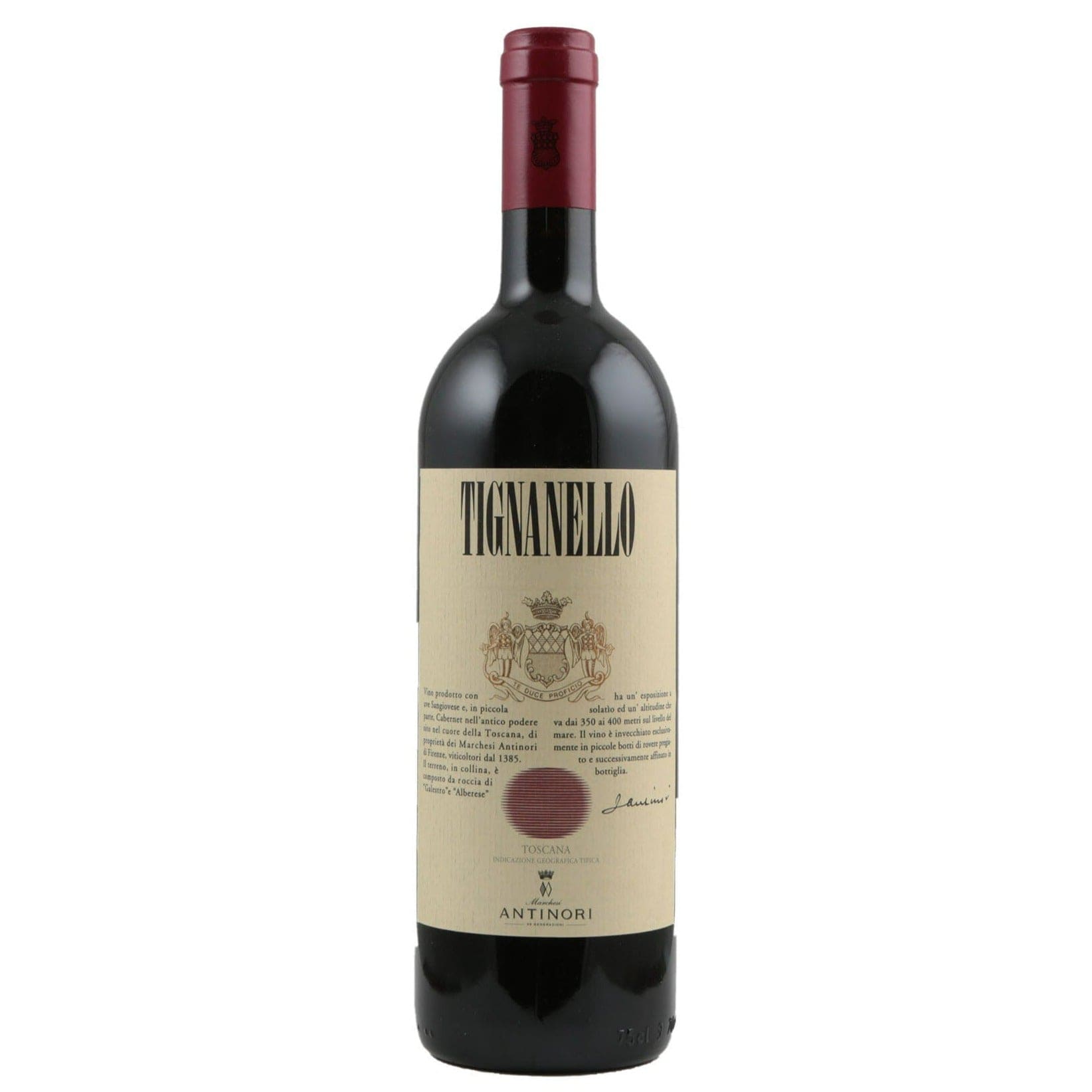 Single bottle of Red wine Marchesi Antinori, Tignanello, Toscana IGT, 2007 85% Sangiovese, 10% Cabernet Sauvignon & 5% Cabernet Franc