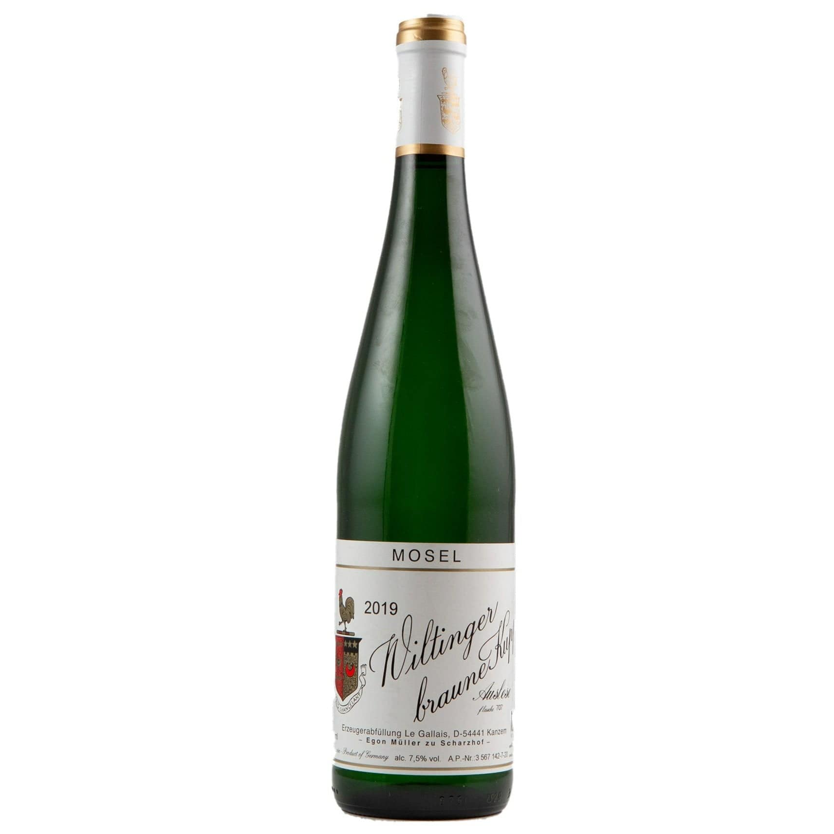 Single bottle of Sweet White wine Egon Muller, Wiltinger Braune Kupp Le Gallais Riesling Auslese, Wiltingen, 2019 100% Riesling