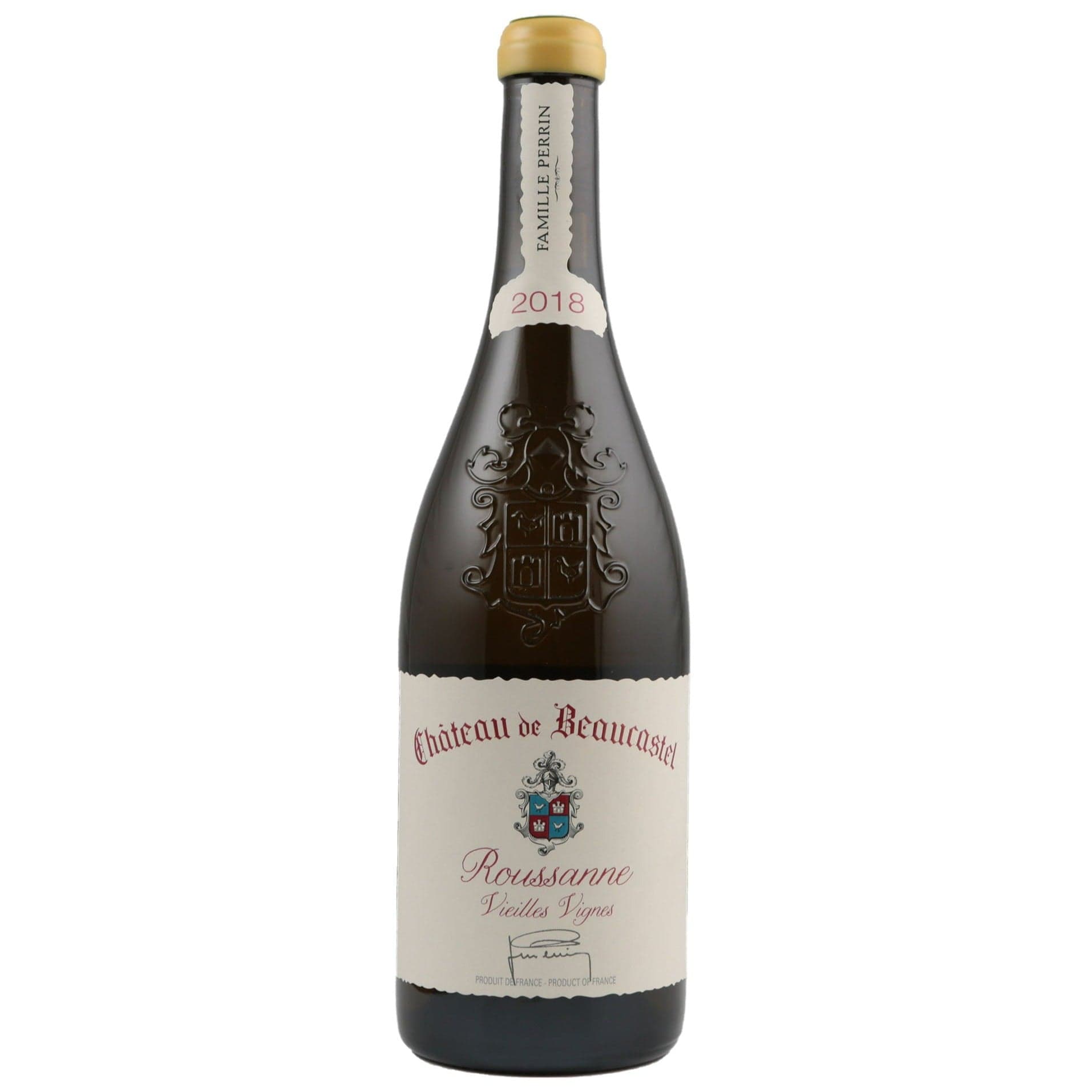 Single bottle of White wine Chateau de Beaucastel, Roussanne Vieilles Vignes, Chateauneuf du Pape Blanc, 2018 100% Roussanne
